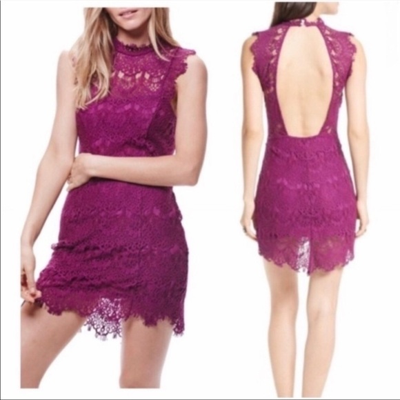 Free People Magenta Pink Lace Open Back Dress New - Picture 5 of 16